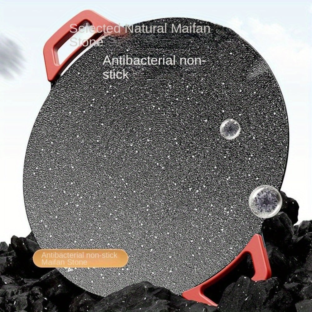 Korean BBQ Grill Pan ¨C Round Non-Stick Multi-Functional Electric Grill Pan with Red Handle & Adjustable Settings, Home & Outdoor BBQ Pot for Family Gatherings, Available in 14.17¡± & 15.75¡±