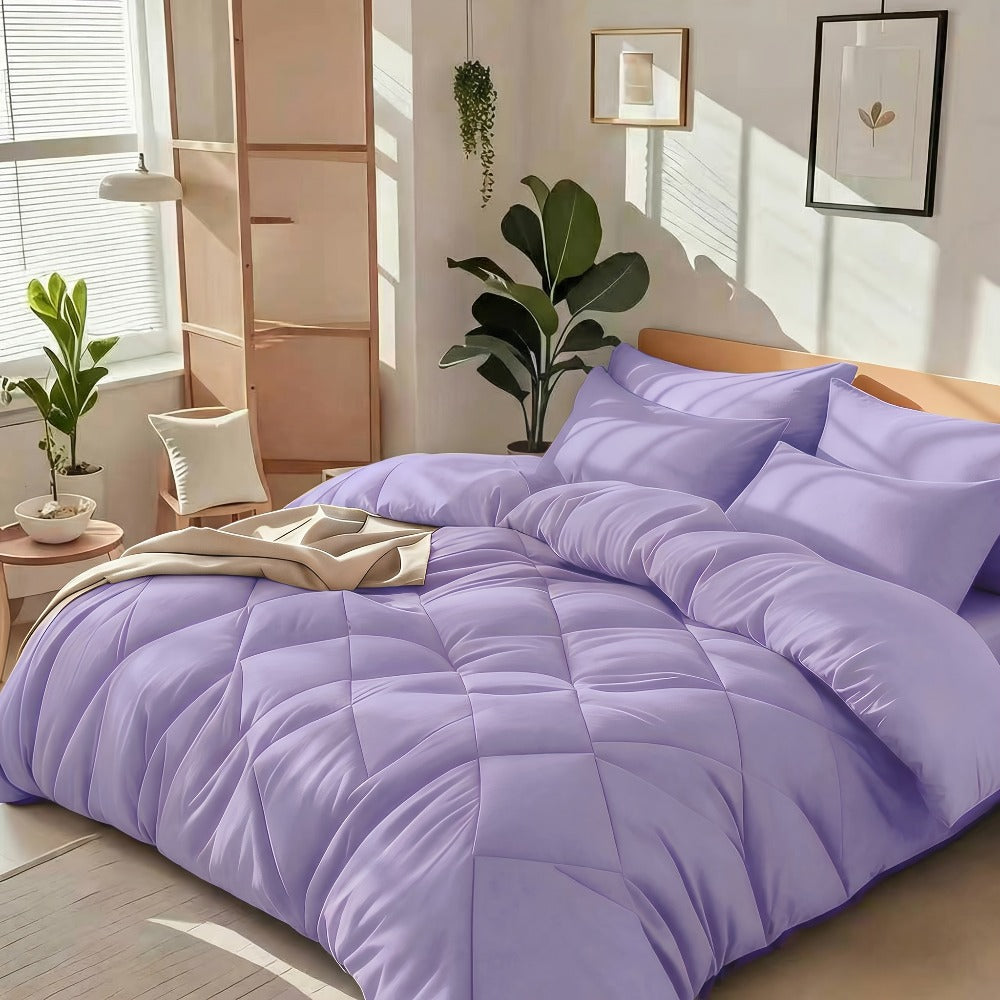 Cooling Comforter Set 2/3 Pcs ¨C Soft Fluffy Microfiber Lightweight Breathable Quilt, Rhombus Grid Solid Color Bedding for All Seasons, Twin Queen King ¨C Multiple Colors Available