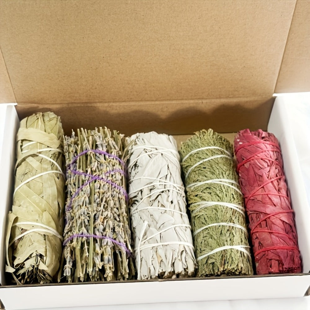 Aromatherapy Incense Sticks Kit ¨C White Sage, Cedarwood, Dragon's Blood, Eucalyptus & Lavender | Spiritual Cleansing Gift Set for Meditation, Yoga, Energy Cleansing, Christmas & Holiday Gifting