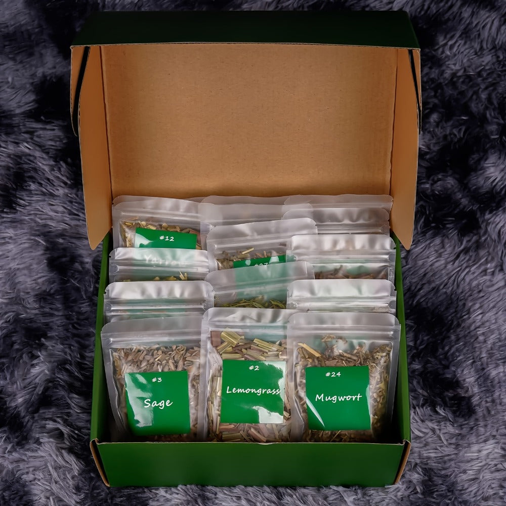 Dried Herbs Kit 30 Packs for Wicca Witchcraft Rituals Altar Supplies Magic Spells with Metal Spoon Witch Starter Set Halloween Gift for Her Him