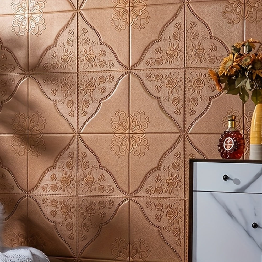 Peel and Stick Tile Stickers 13.78x13.78in Self-Adhesive Glam Plaid Pattern Wall Tiles for Kitchen Bathroom Living Room ¨C 50pcs PVC Waterproof Removable Backsplash Decor