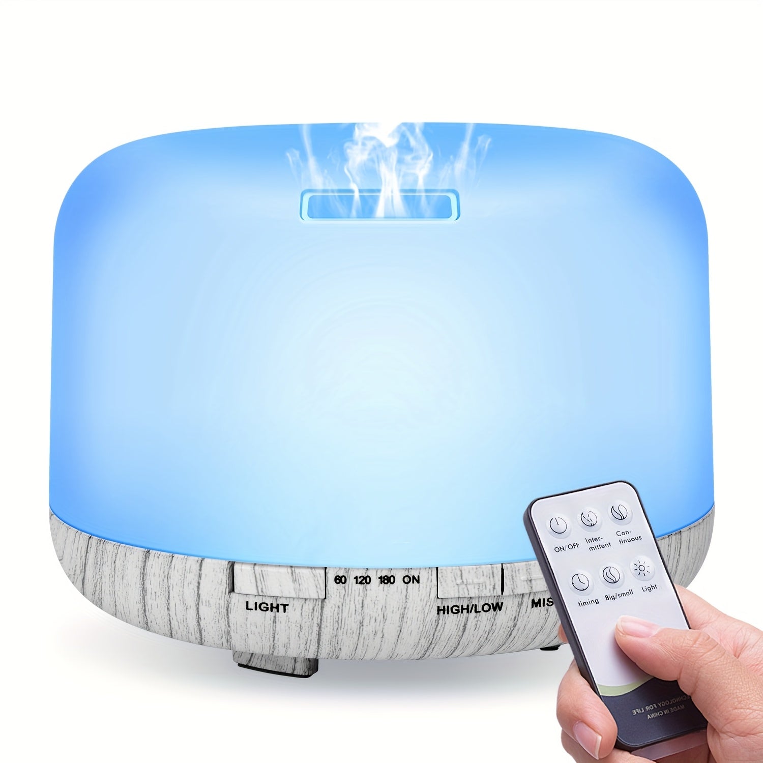Large Room Essential Oil Diffuser 16.91oz ¨C Timer, 7 Ambient LED Lights, No Water Auto-Off, Wood Grain Design for Home & Office