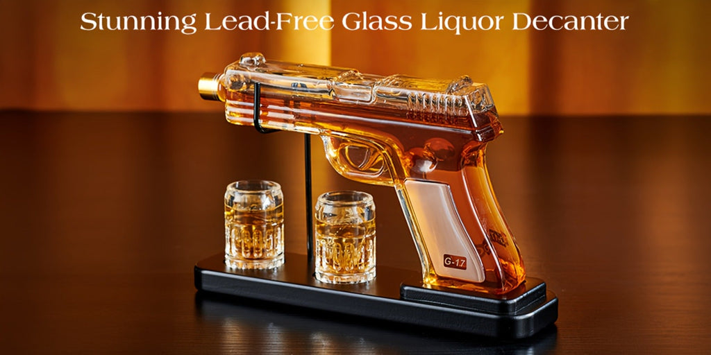 Pistol Whiskey Decanter Set with 2 Shot Glasses ¨C Cool Liquor Dispenser Gift for Him, Husband, Dad | Unique Birthday & Anniversary Bar Gift
