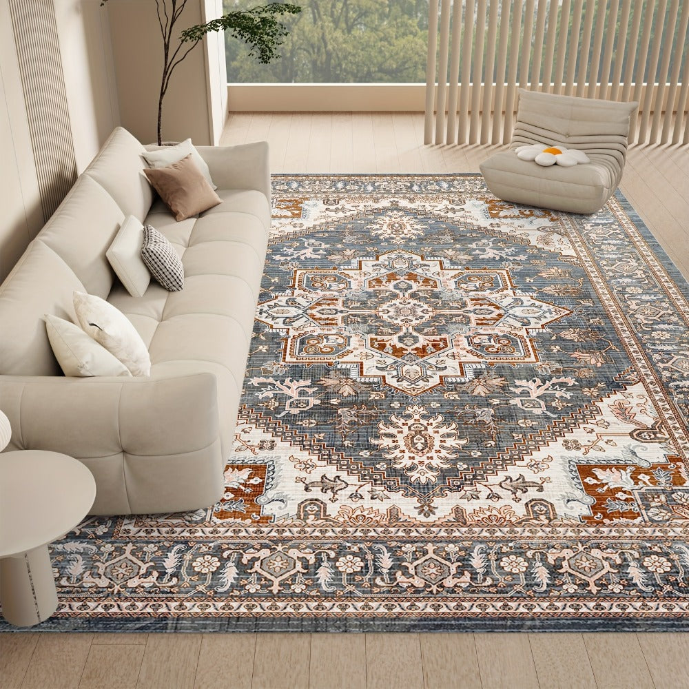 Area Rug Boho Vintage Washable Non-Slip Rug for Living Room Bedroom Traditional Woven Carpet Home Decor