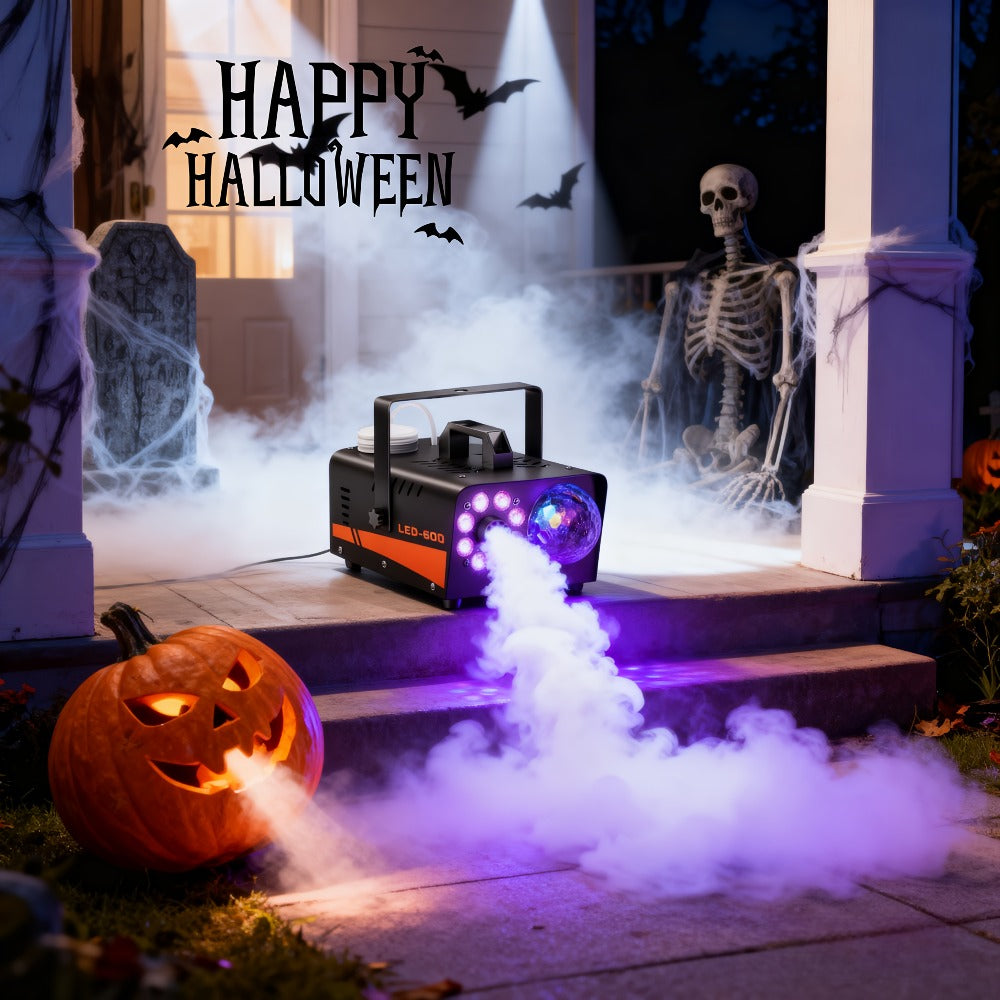 Fog Machine 600W with Disco Ball LED Lights | 3000 CFM Smoke Machine with 13 Colorful LED Effects & Wireless Remote | Party Fog Machine for Halloween, Wedding, DJ Stage, Indoor Events & Nightclub