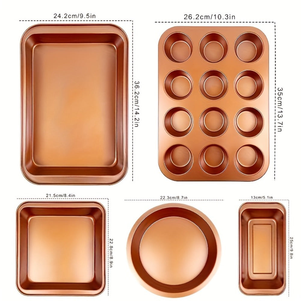 Nonstick Bakeware Set 5 6 or 10pcs with Cooling Rack Round Cake Pan Square Cake Pan Bread Pan Muffin Pan Roasting Pan Dishwasher Safe Oven Safe Easy to Clean