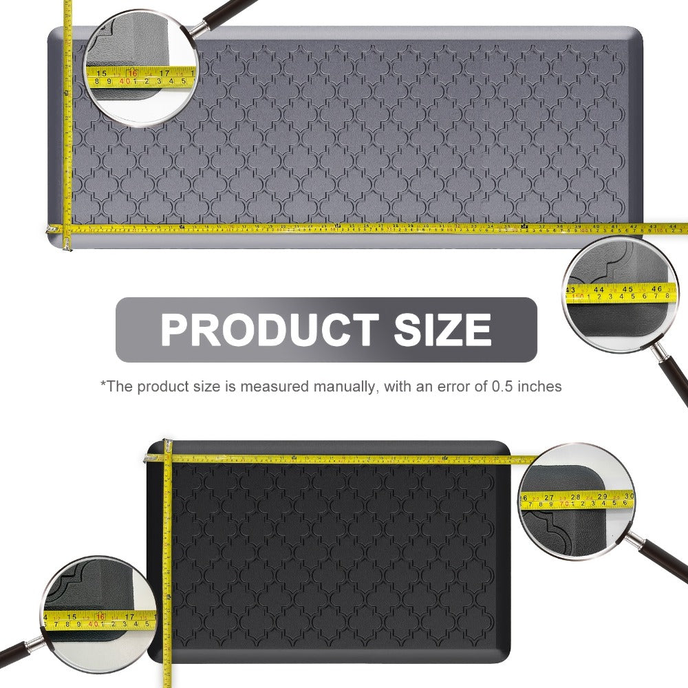 Anti-Fatigue Kitchen Floor Mat ¨C Cushioned PVC Foam Non-Slip Ergonomic Standing Mat for Kitchen, Office, Sink & Laundry, 2 Sizes ¨C Gray & Black