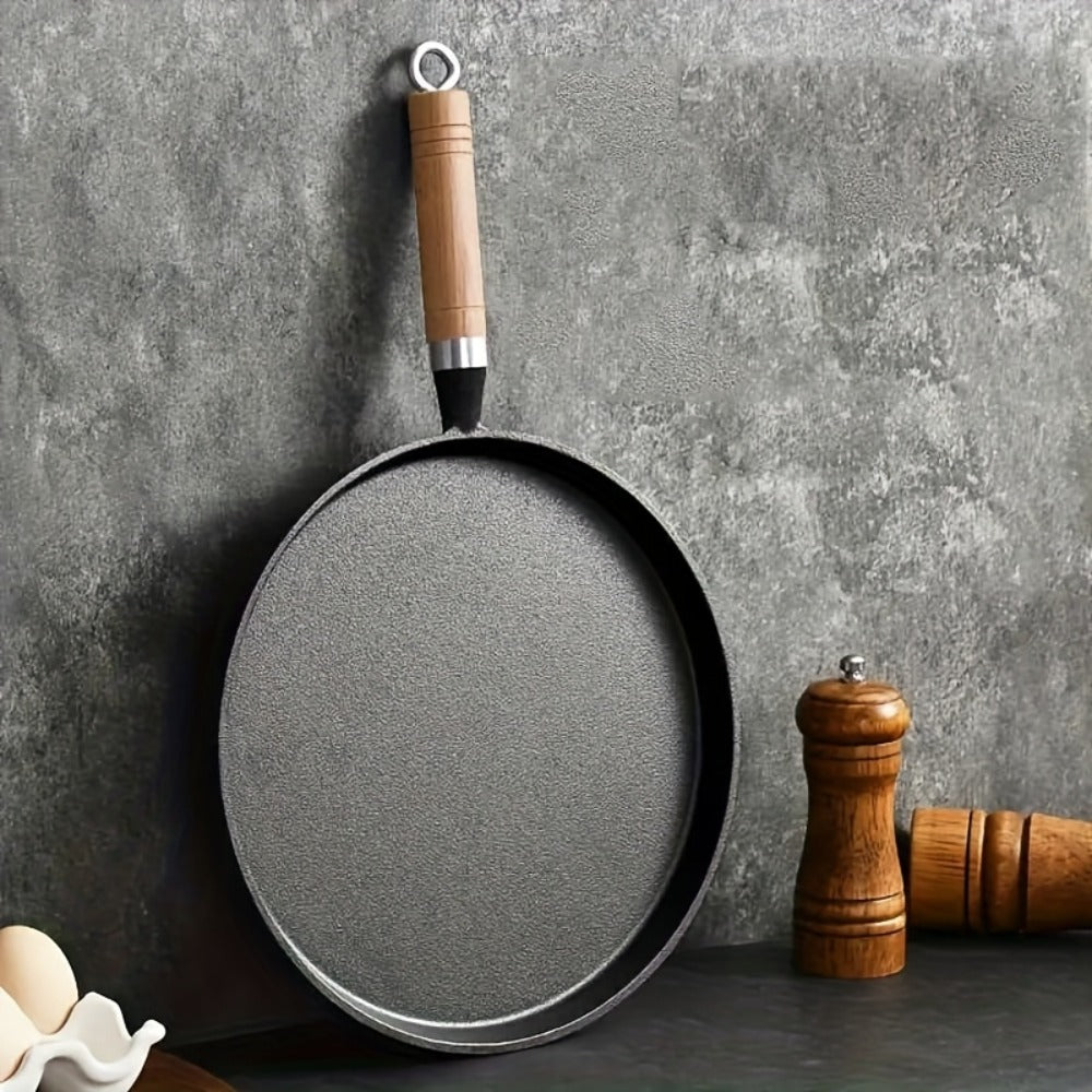 Cast Iron Skillet Non-stick Flat Pan 8.27/9.45/10.63 Inch for Pancakes Eggs & Crepes ¨C Induction Gas Campfire Compatible Breakfast Griddle Pan for Indoor Outdoor Cooking