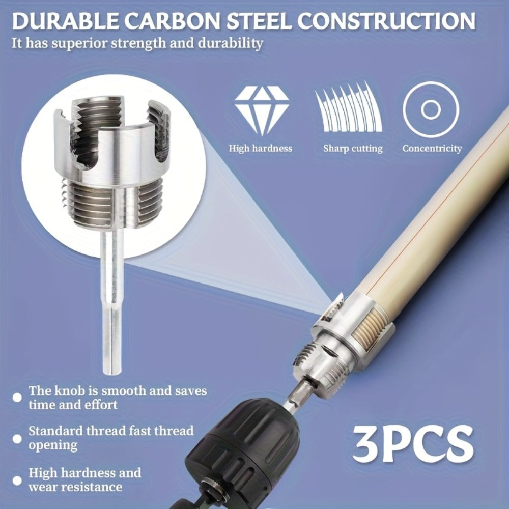 Pipe Threading Tool Set 3 Piece Heavy Duty Alloy 1/2 3/4 1 Inch Internal External Thread Tap Drill Compatible for PVC PPR MPP Pipe Installation
