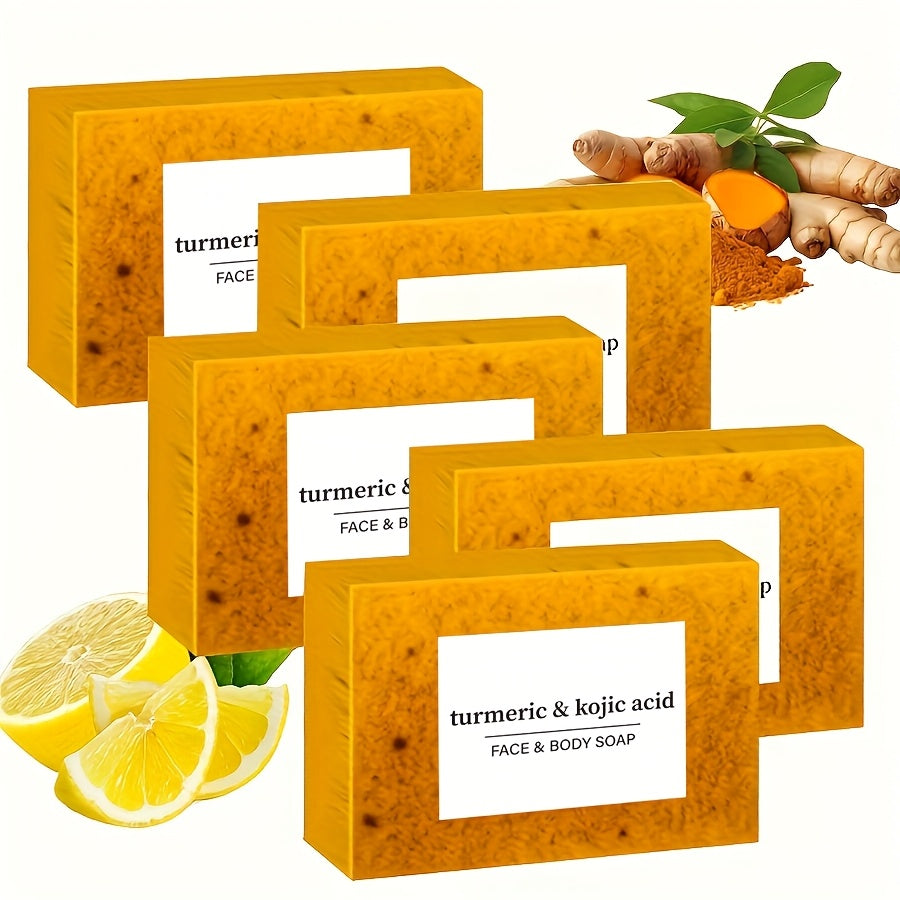 Turmeric Soap Handmade Bar ¨C Lemon, Quercetin & Vitamin E Natural Soap with Olive Oil, Deep Cleansing & Moisturizing, Brightening Body & Face Wash Soap, Turmeric Shampoo Bar for All Skin Types