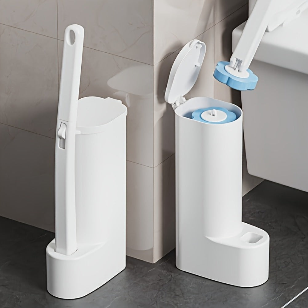 Disposable Toilet Brush Set with Replacement Heads ¨C Hygienic No-Touch Bathroom Cleaning Brush with Stand Easy Install