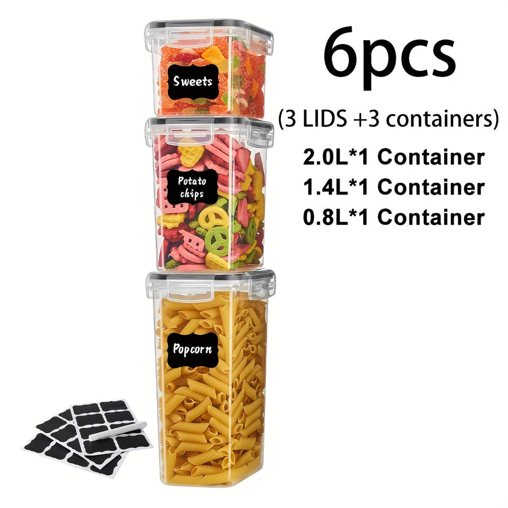 Airtight Food Storage Containers with Lids BPA Free Plastic Kitchen Pantry Organizer Set for Rice Cereal Pasta Flour Sugar Spaghetti - 6 14 18 30 48 60 84pcs Flip Top Seal Canister Set