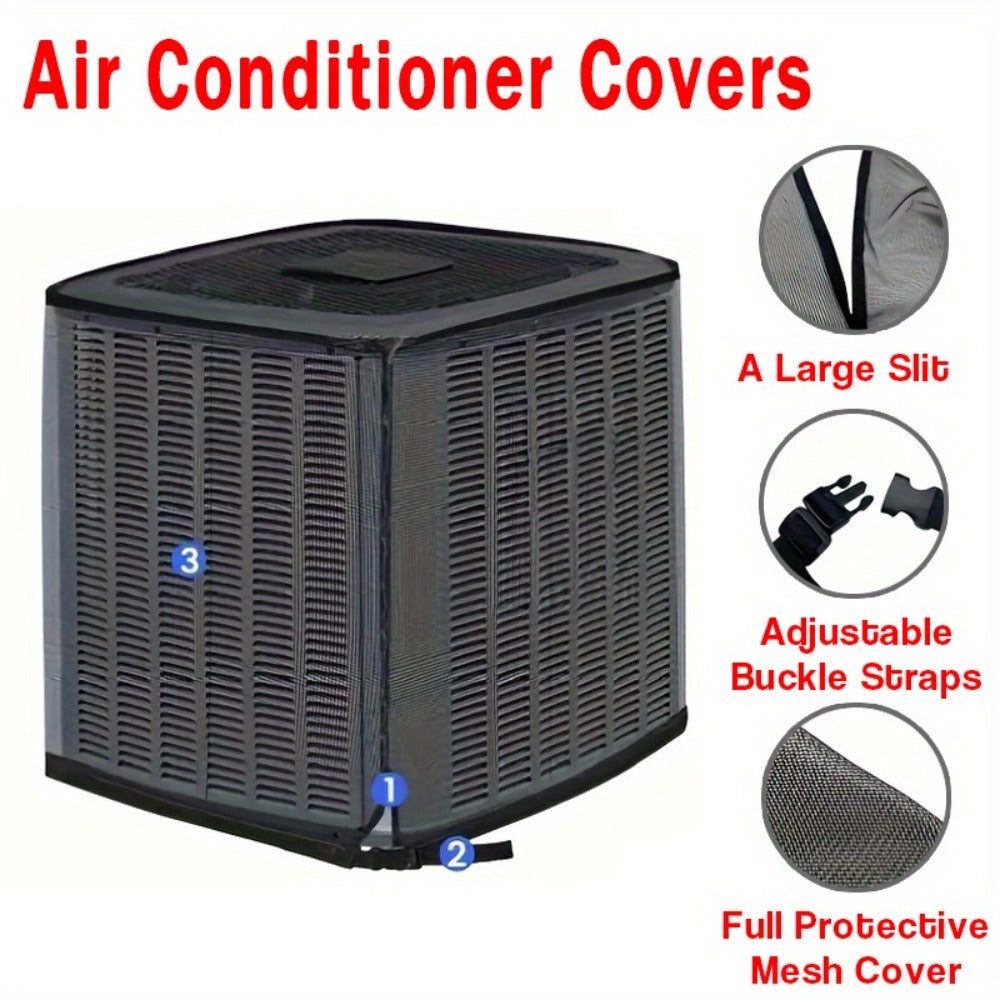 Outdoor AC Unit Cover Heavy Duty Waterproof Central Air Conditioner Cover with Mesh Vent Adjustable Straps UV Rain Snow Debris Bug Leaf Protection XS M L