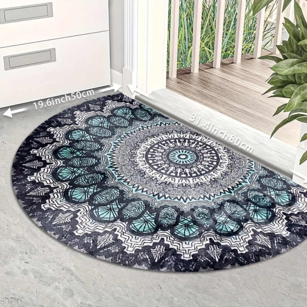 Outdoor Door Mat Heavy Duty Non-Slip Welcome Mat for Front Door Entrance Patio Porch, Durable Low-Profile Rug, Multiple Colors & Sizes, Light Blue Brown Dark Blue Gray Rainbow