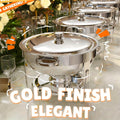 Chafing Dish Buffet Set Stainless Steel Food Warmer 6QT Round Chafer for Catering Events Parties Weddings Banquets, Silver & Gold, 1/2/4/6 Pack Options