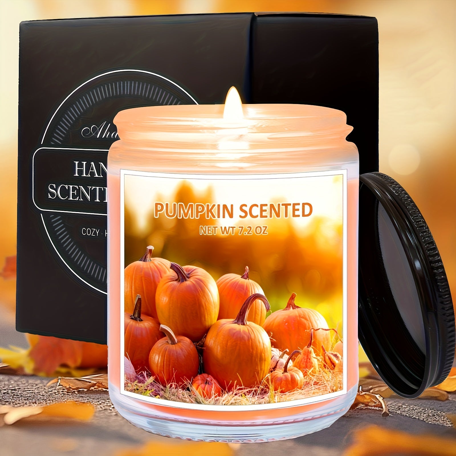 Scented Candle Soy Wax ¨C Pumpkin & Apple Cinnamon Fall Autumn Jar Candle, 7.2oz 50+ Hour Burn, Cozy Home Fragrance Gift for Women & Men, Friends, Family & Coworkers, Christmas & Valentine's Day