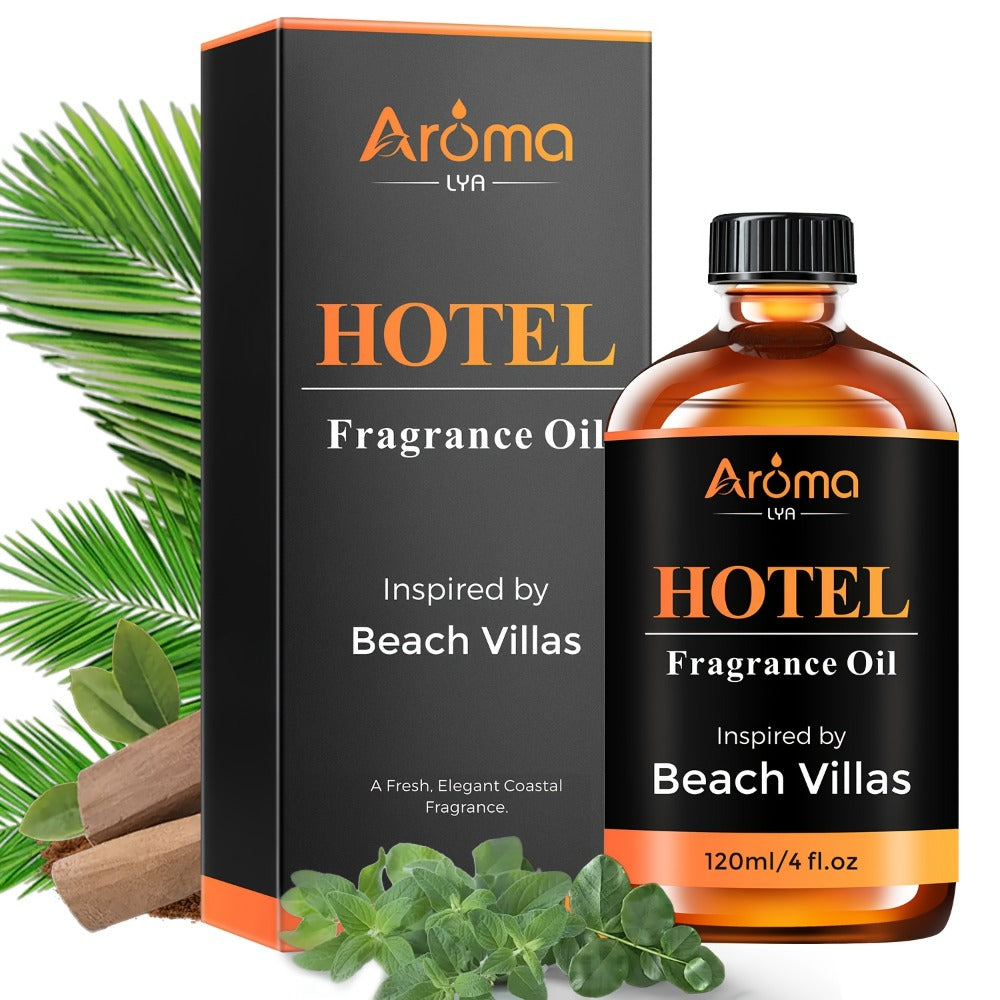 Hotel Fragrance Oil 4oz ¨C Luxury Resort Scents for Diffuser, Candle, Humidifier & Car | M Way, White Tea, Carlton, Beach Villas
