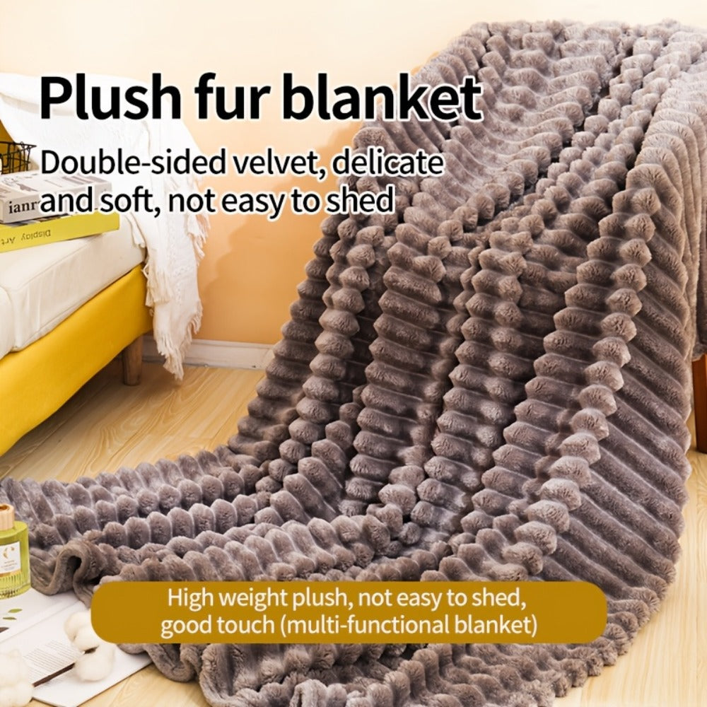 500gsm Heavy Plush Blanket ¨C Ultra Thick Soft Warm Fluffy Blanket for Bed, Sofa & Travel, Baby to Double Size, 5 Colors
