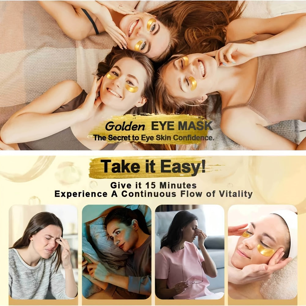 24K Gold Eye Patches 25 Pairs Collagen Under Eye Mask with Glycerin Hydrating Eye Pads for Dark Circles Puffiness Anti-Aging Eye Treatment for Men and Women All Skin Types Wedding Party Skincare