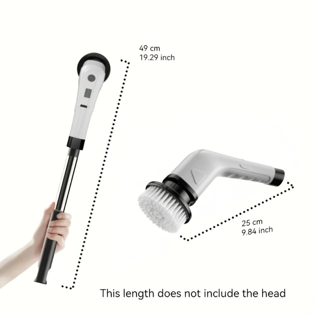 Telescopic Electric Cleaning Brush with Long Handle, 7-in-1 & 14-in-1 Multifunctional Power Scrubber Kit, Replaceable Brush Heads, Household Floor Kitchen Bathroom Tile Grout Scrubbing Tool