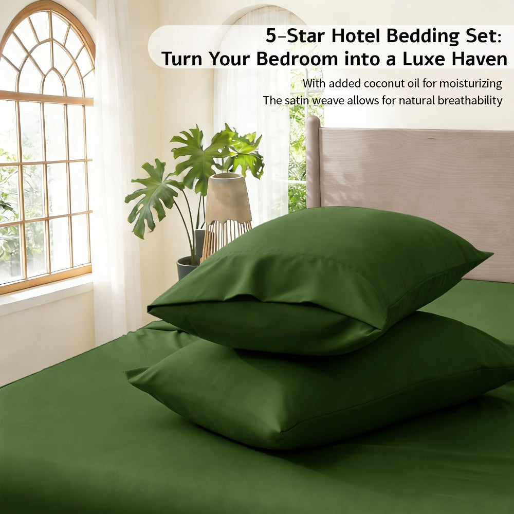 Bamboo Bed Sheet Set 6-Piece Cooling Soft Bedding with Deep Pocket Fitted Sheet - Viscose Derived from Bamboo Sheets Twin Full Queen King Size Breathable Wrinkle-Resistant Luxury Bedding Set