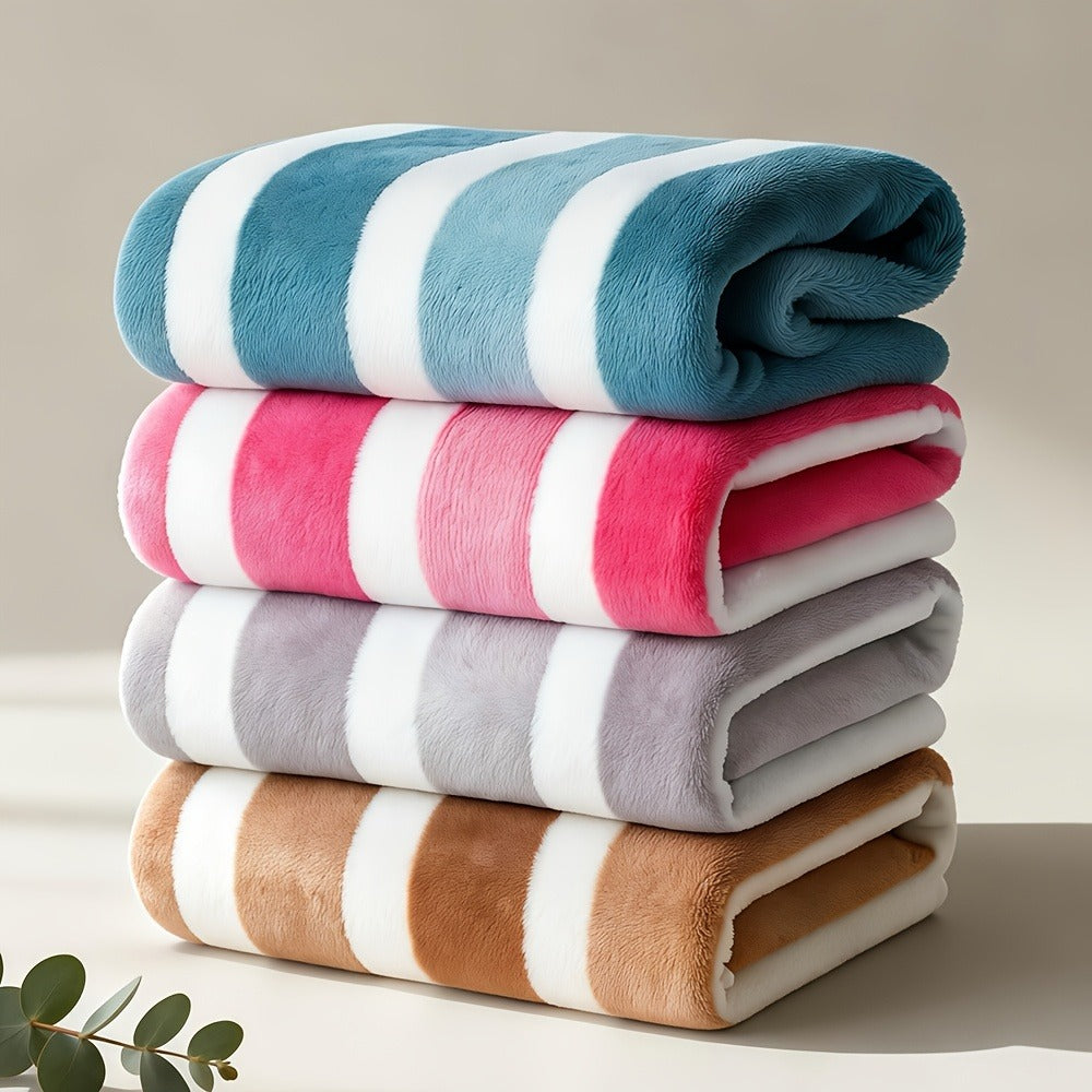 Microfiber Bath Towel Set No Hair Loss - Ultra Soft Highly Absorbent Quick Dry Two-Color Striped | 1 or 4 Pack | 27x55in | Slate Gray Berry Red Pine Green Multi | Beach Spa Gym Home Bathroom
