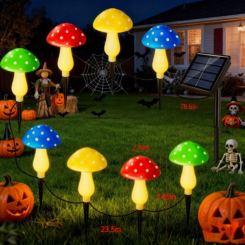 Solar Mushroom Lights Outdoor 8 Pack ¨C 8 Lighting Modes, Color Changing Garden Stake Lights for Yard, Pathway, Halloween & Holiday Decor ¨C Solar Powered Waterproof Mushroom Garden Lights