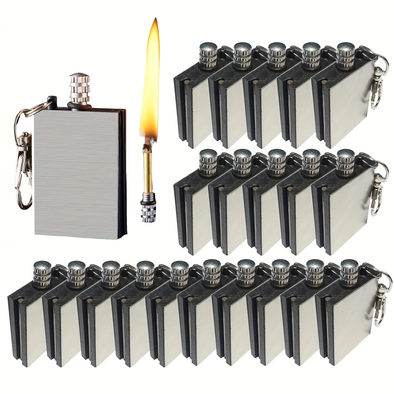 Permanent Match Lighter 20 Pack Flint Metal Waterproof Reusable Fire Starter EDC Camping Survival Gear No Battery Needed Christmas Birthday Gift Set