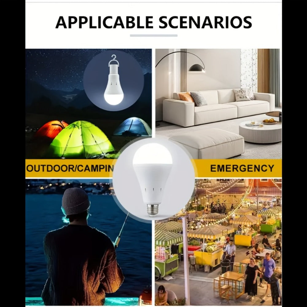 Rechargeable Emergency LED Light Bulb 12W 1100 Lumens 96W Equivalent with 800mAh Battery Backup ¨C 6500K E26 E27 Base Non-Dimmable Auto-On Power Outage Bulb for Home Office Camping, 8-Pack