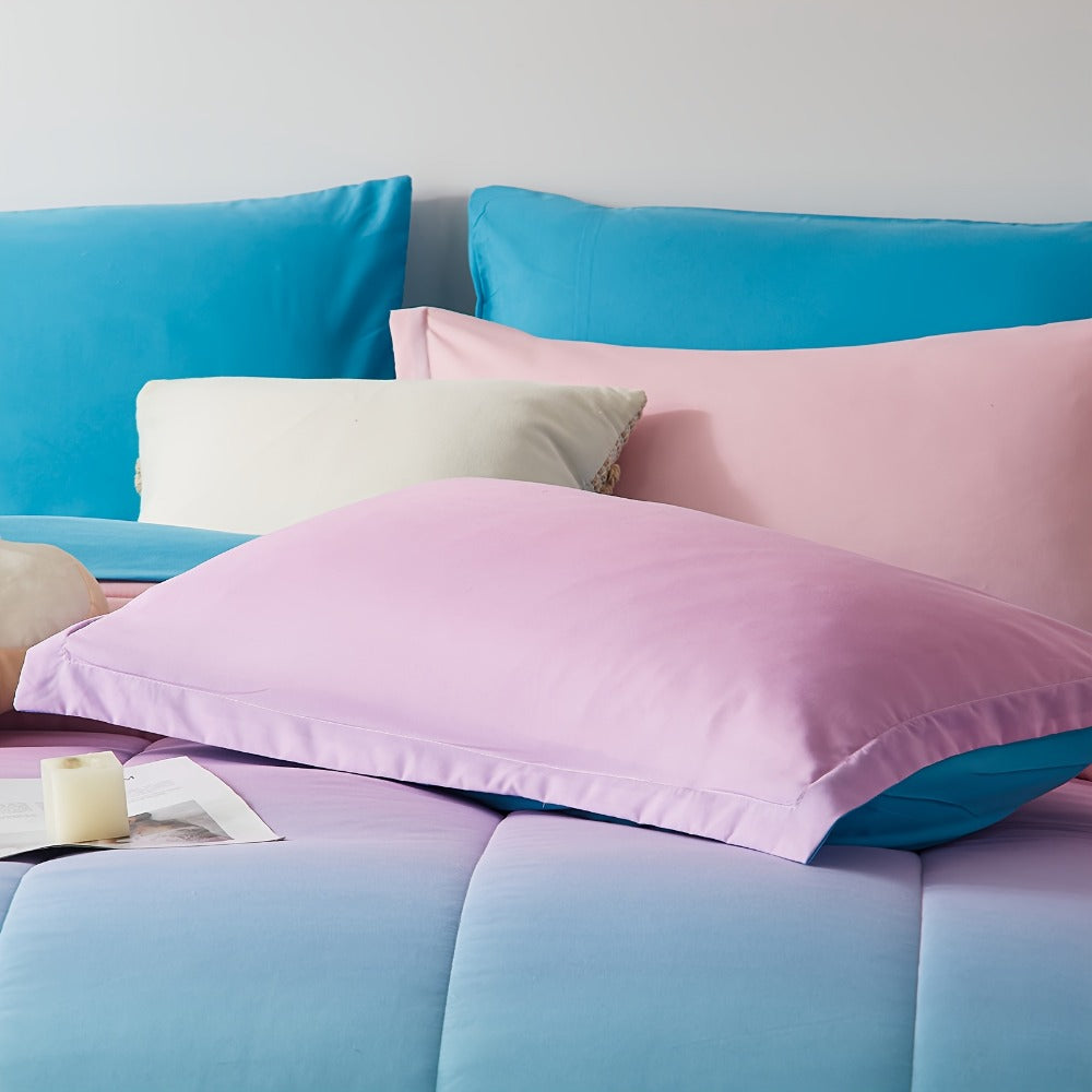 Rainbow Comforter Set 5/7Pcs - Stain-Resistant Hypoallergenic Lightweight Bed in a Bag Twin Full Queen King All Seasons 100% Polyester