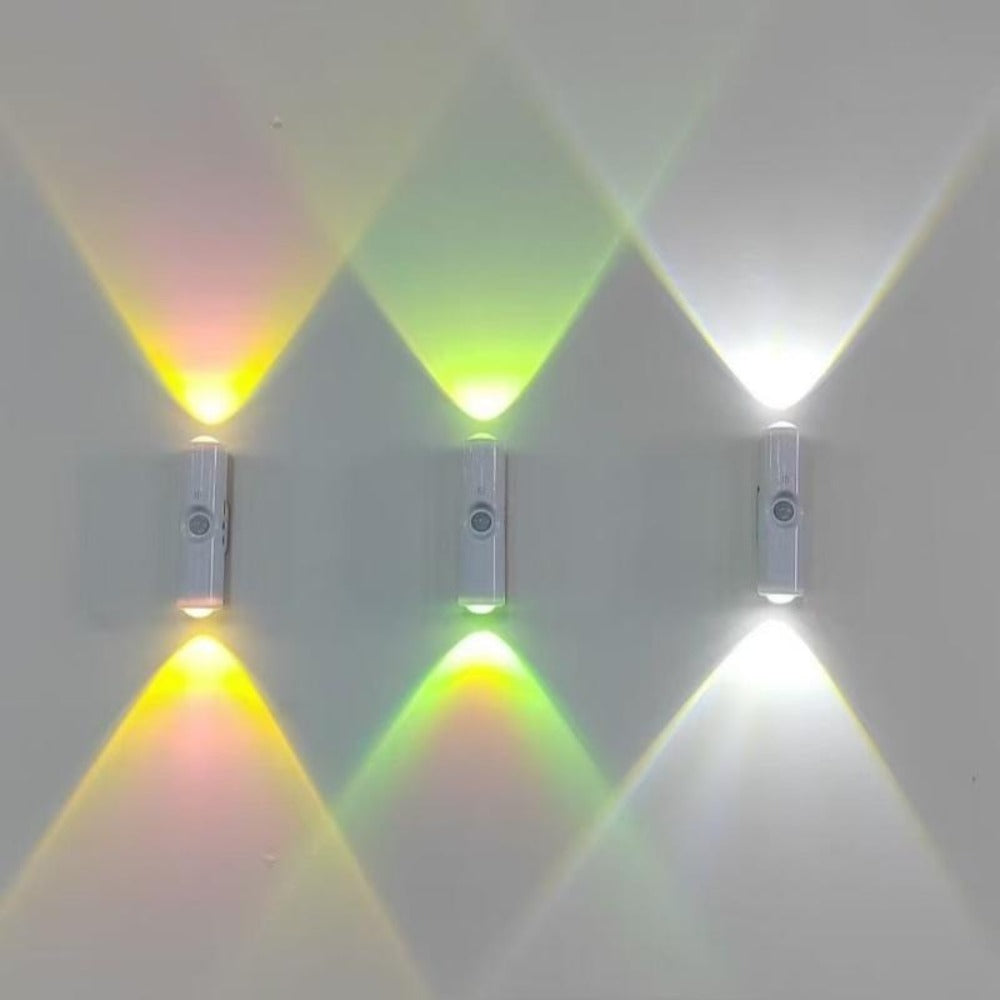 Cat Eye LED Wall Light Motion Sensor ¨C 6 Pack USB Rechargeable Night Lamp, 3 Color Settings, Wireless Auto Sensing No Wiring for Bedroom Stairs Closet Bathroom Hallway (RGB / Three Colors)