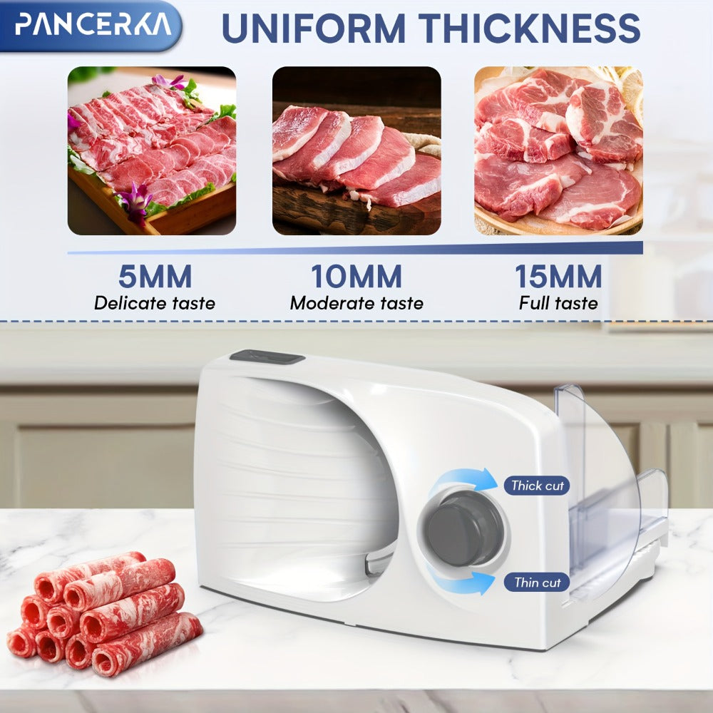 Electric Meat Slicer 0-15mm Adjustable Thickness ¨C Home & Commercial Deli Food Cutter for Meat, Vegetables, Fruits, Bread & Lamb, Stainless Steel Blade, Easy to Clean Kitchen Slicing Machine