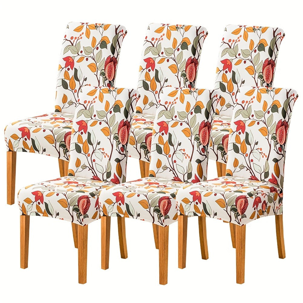 Dining Chair Covers Slipcovers Set of 4 or 6 - Spandex Stretch Milk Velvet Removable Washable Parsons Chair Protector | Anti-Slip Elastic Band | Multiple Prints | Kitchen Dining Room Hotel Ceremony