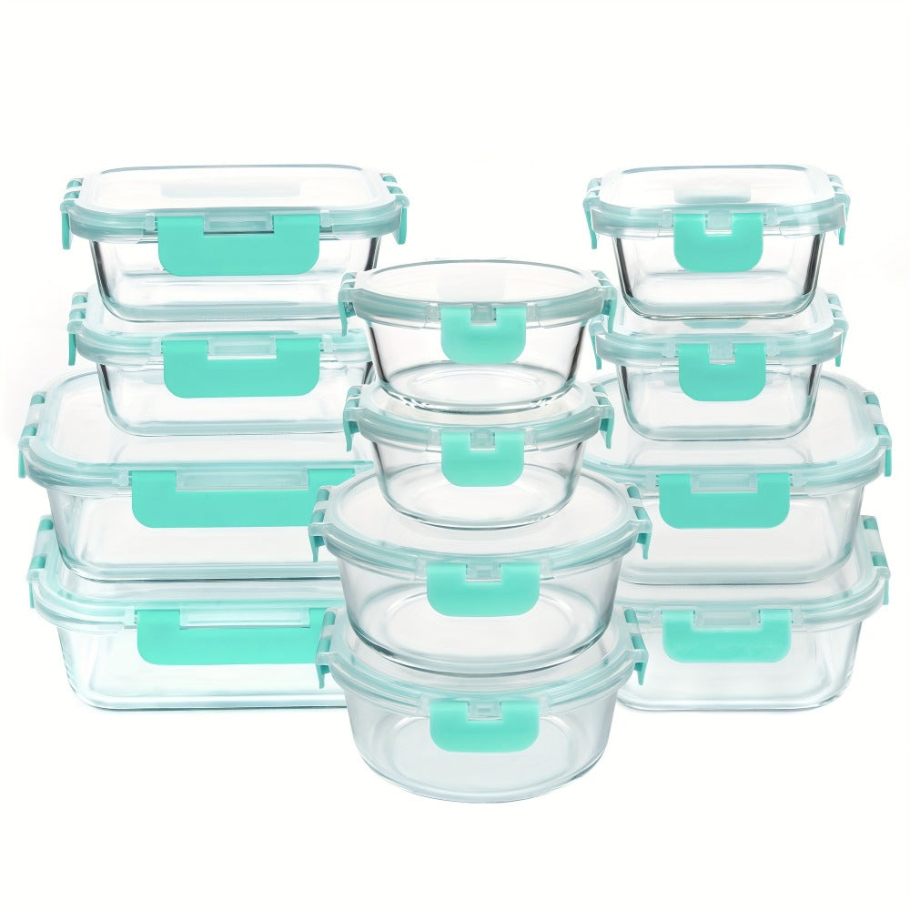Glass Food Storage Containers with Airtight Lids - Borosilicate Glass Meal Prep Containers Set, Microwave Dishwasher Freezer Safe, BPA Free, Leak Proof Lunch Containers for Kitchen