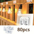 Adhesive Hooks for Outdoor String Lights - Waterproof UV-Resistant No-Damage Clips for Christmas Patio Garden Balcony Decor (40/80/160/250/400pcs)