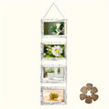 Picture Frame Set 4pcs Wooden Glass 4x6 with Flip-Top Display ¨C Collage Photo Frames for Wall & Desktop, Interchangeable Mat, Home Decor Room Aesthetic ¨C Wedding, Housewarming & Holiday Gift (White/Brown)