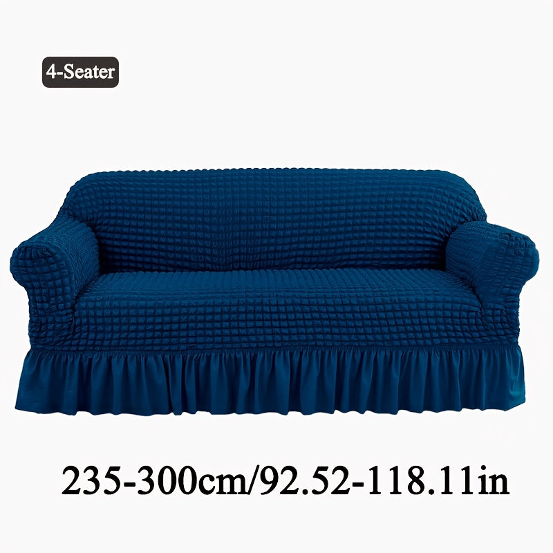 Seersucker Sofa Slipcover Elastic Band Closure Pet-Friendly All-Purpose Sofa Cover for Living Room Home Decor Protection ¡ª Single 2 4 Seater Multiple Colors