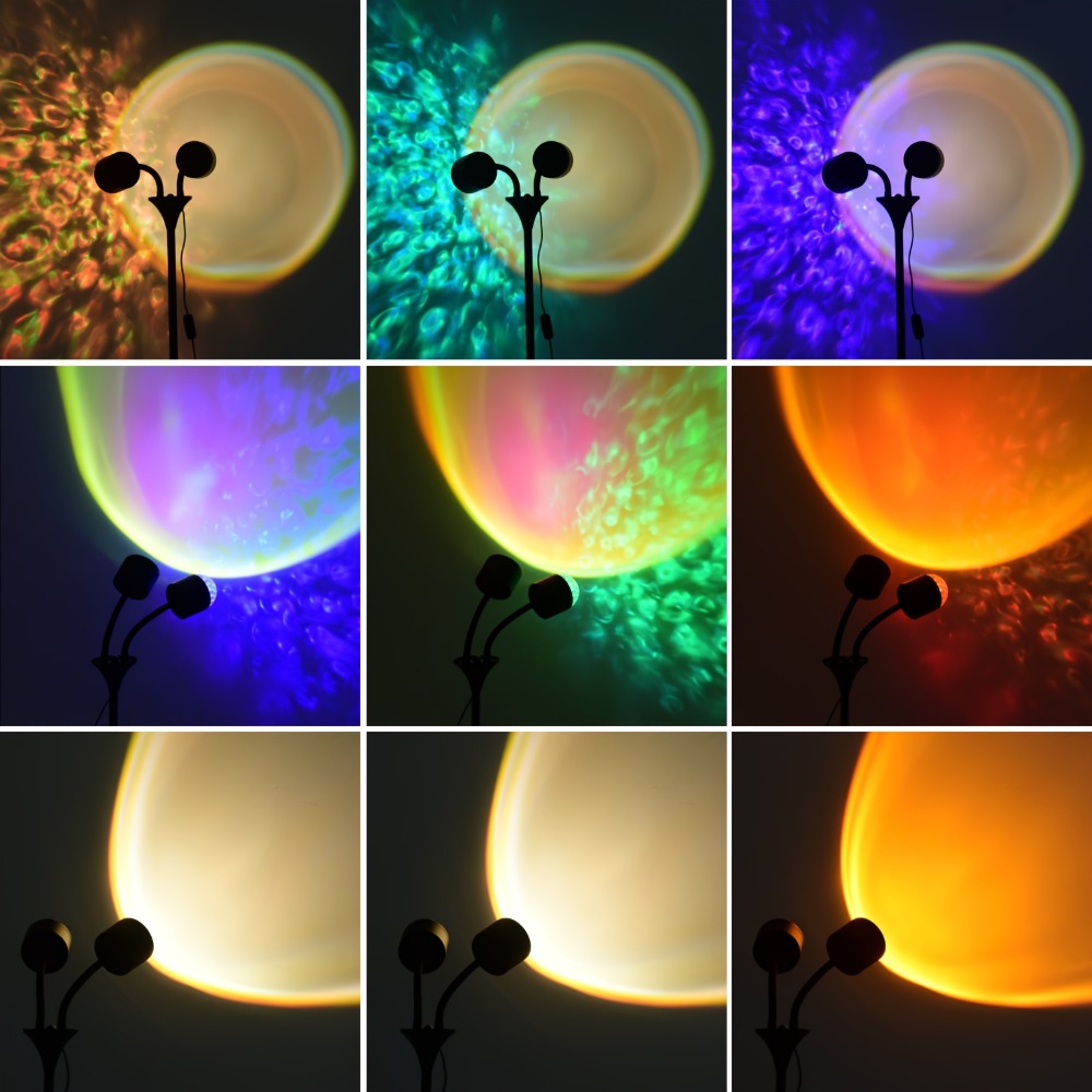 Ocean Wave Projector Lamp Double Head RGB Mood Light - 360¡ã Rotation 3D Ripple Effect DIY Colors USB Remote Control for Bedroom Living Room Party Decor (Black)