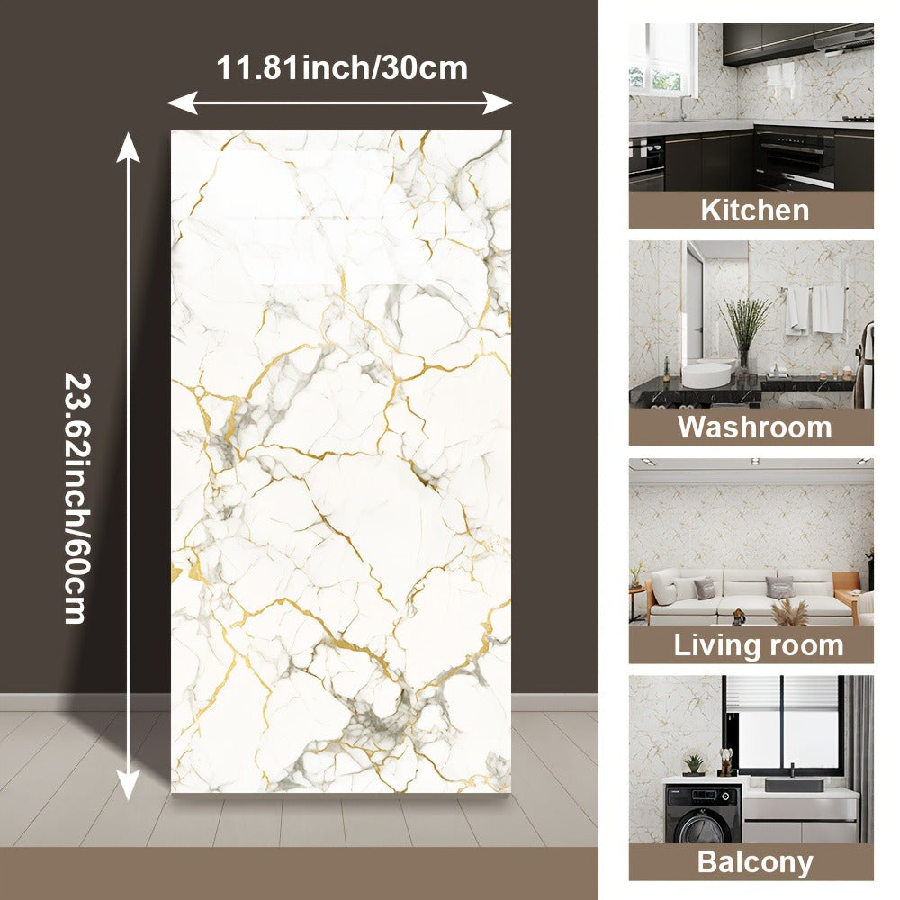 Peel and Stick Marble Wall Tiles - Self-Adhesive Waterproof Backsplash Panels for Kitchen Bathroom Living Room, Easy Install DIY Wall Sticker Decor (23.62¡±x11.81¡±, 20/40 Pack)