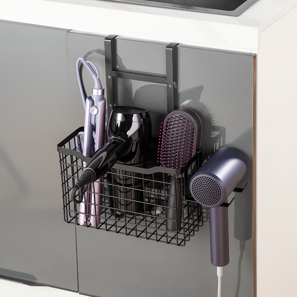 Hair Tool Organizer Wall Mounted Holder for Hair Dryer Curling Iron Straightener 3 Adjustable Heights Bathroom Storage