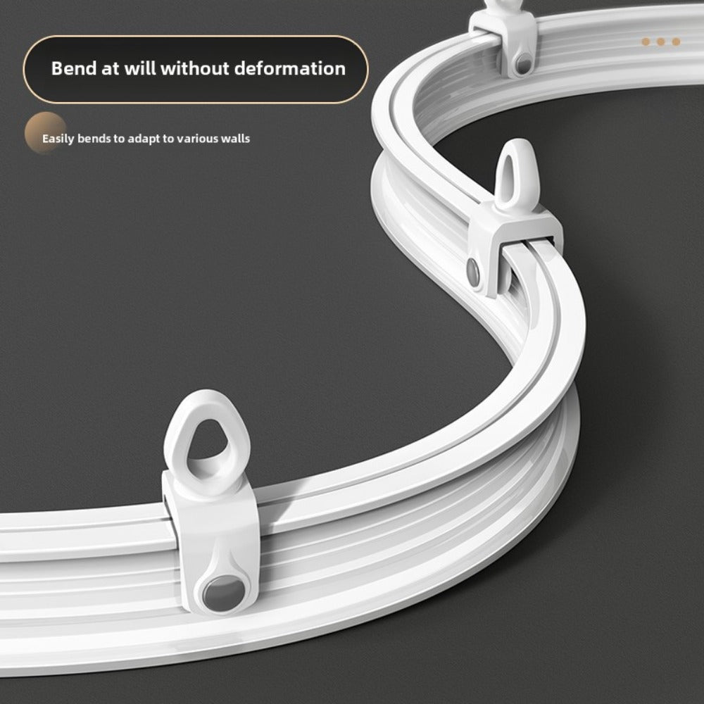 Flexible Curtain Rail Track ¨C Bendable PVC Ceiling Mount Curtain Rod for Bay Window, Bathroom & Home Decor, Trim-to-Fit Monorail Curtain Track System
