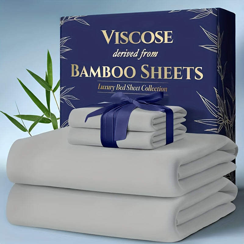Bamboo Cooling Bed Sheets 6-Piece Set Deep Pocket Fits Twin Full Queen King Ultra-Soft Breathable Bedding for Hot Sleepers Machine Washable Double-Stitched
