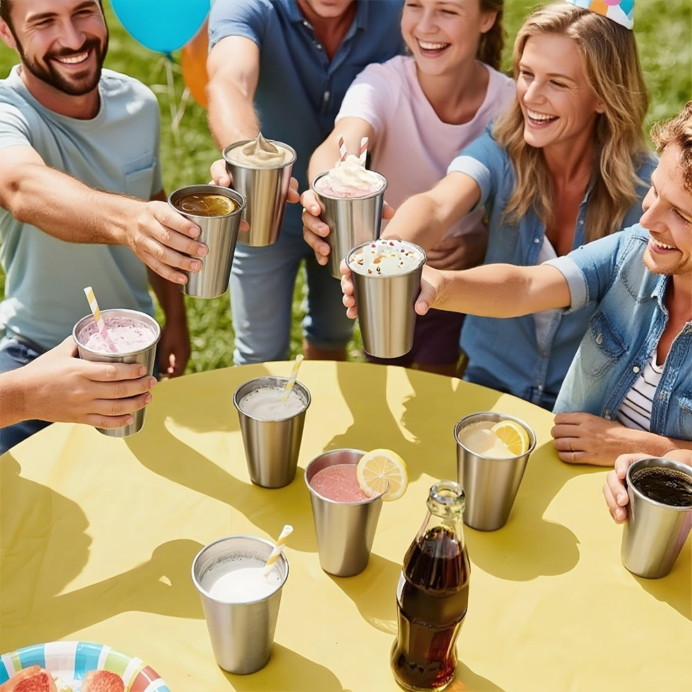 Stainless Steel Pint Glasses 12 Pack 16oz ¨C Unbreakable Metal Drinking Cups, Commercial Grade Stackable Barware, Dishwasher Safe Rustproof Beer Cocktail Glasses for Bar Restaurant Outdoor Camping Party