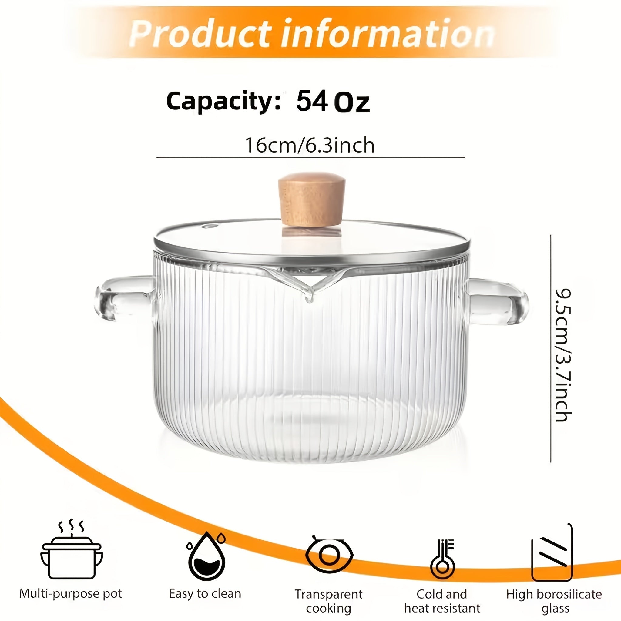 Glass Saucepan Set 2-Pack Stovetop Safe Borosilicate Ribbed Pots with Lids ¨C 78oz & 54oz Heat Resistant Cookware for Soup, Ramen, Milk | Transparent Glass Pot Kitchen Cooking Set with Baking Mat