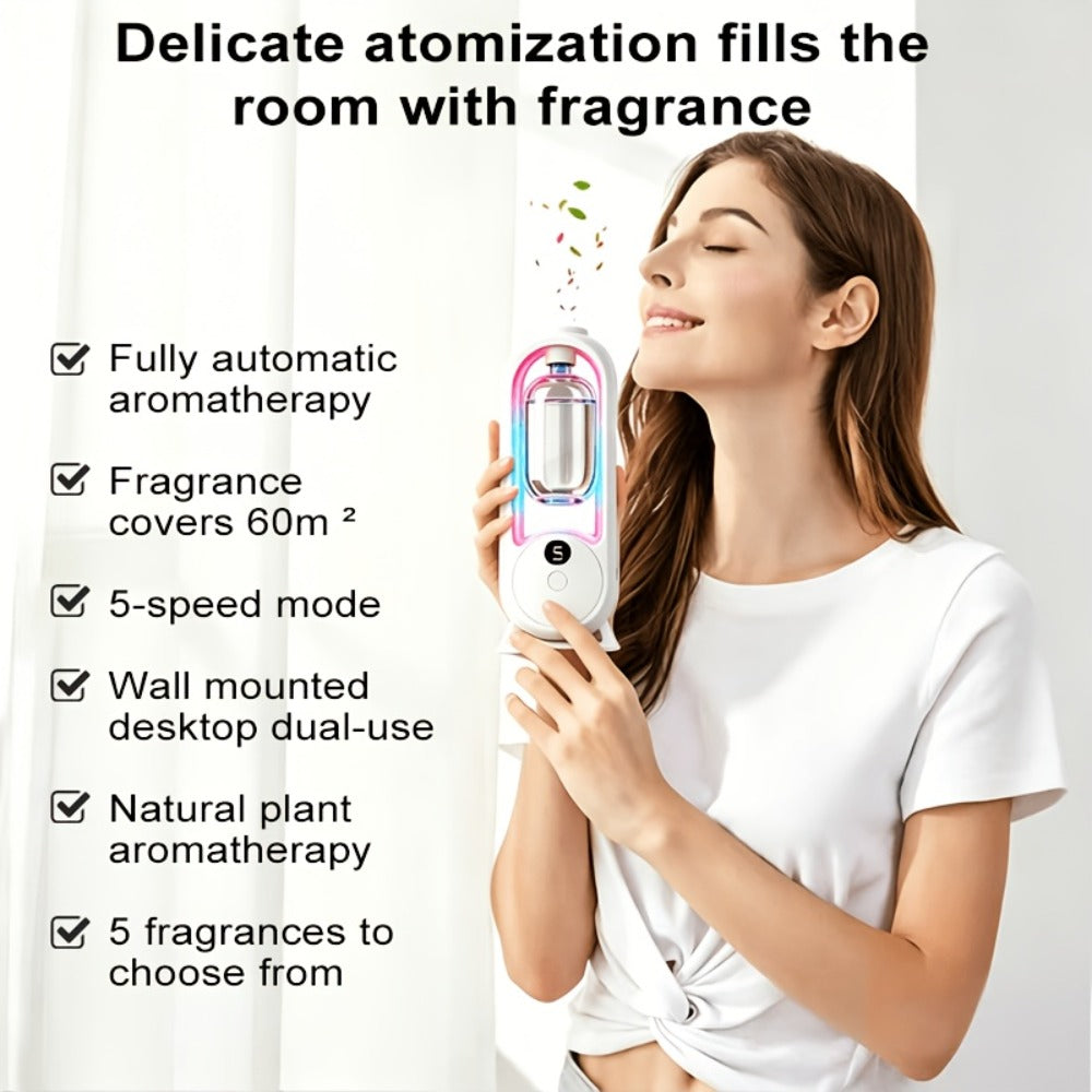 Aromatherapy Diffuser with Essential Oils 2-in-1 Humidifier - Hotel Scent Home Fragrance Machine with Natural French Essential Oils, Ultrasonic Spray, LED Ambient Light, Whole House Air Freshener for Bedroom, Living Room, Office
