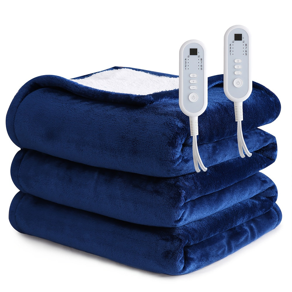 Electric Blanket with Temperature Control and Timer ¨C Extra Large Flannel Heated Blanket, 8 Levels 10-Hour Auto-Off, Machine Washable, PTC+NTC Overheat Protection, Throw Twin Full Queen King