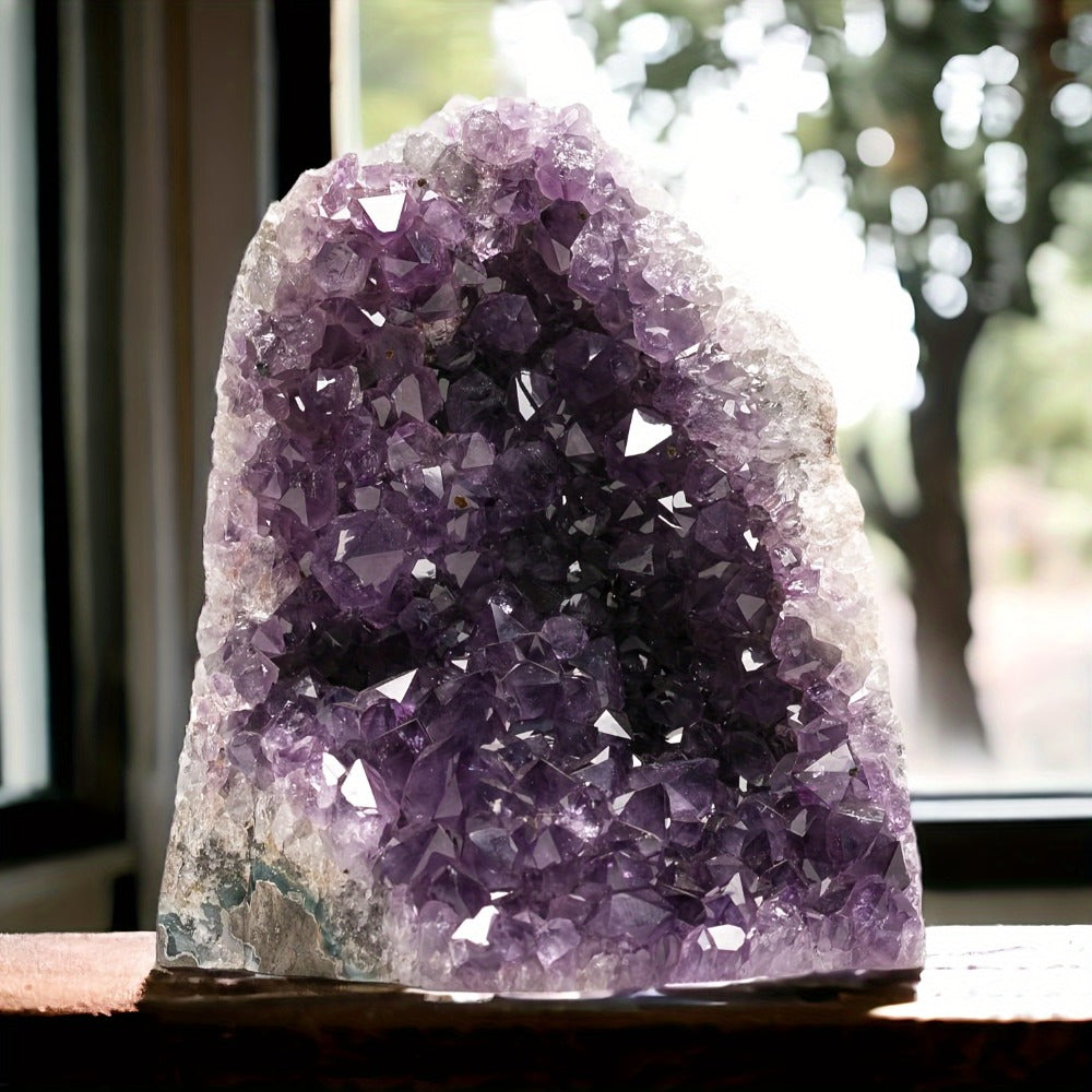 Amethyst Crystal Cave Cluster Natural Uruguayan Polished Edges Geode Home Office Decor Meditation Healing Crystal Birthday Holiday Hanukkah Thanksgiving Gift