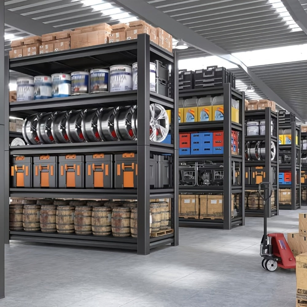 Heavy Duty Metal Shelving Unit 5-Tier - Powder-Coated Steel Storage Rack, 2500 LBS Capacity, Adjustable Height, No-Tool Assembly, for Garage, Basement & Warehouse Organization
