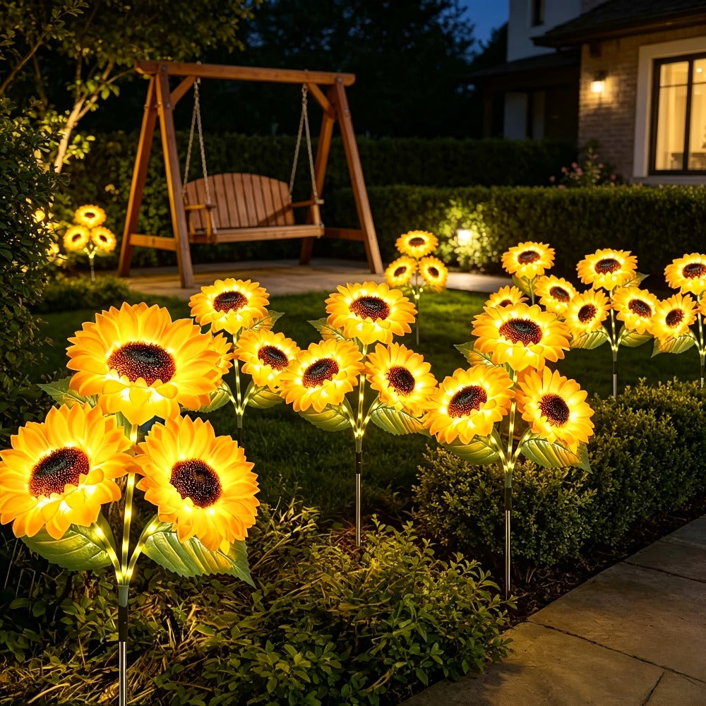 Solar Garden Lights Sunflower LED Outdoor Stake Lights 3-in-1 IP44 Waterproof Solar Powered Lawn Path Landscape Lights for Patio Yard Garden Decor Mother's Day Housewarming Gift