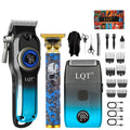 Cordless Hair Clipper Set - LQT Blue Rechargeable Professional Hair Clipper with Foil Trimmer & Precision Blade, 1/2/3pcs Options, Limited Edition Combs, for Home & Salon Use, Holiday Christmas Gift